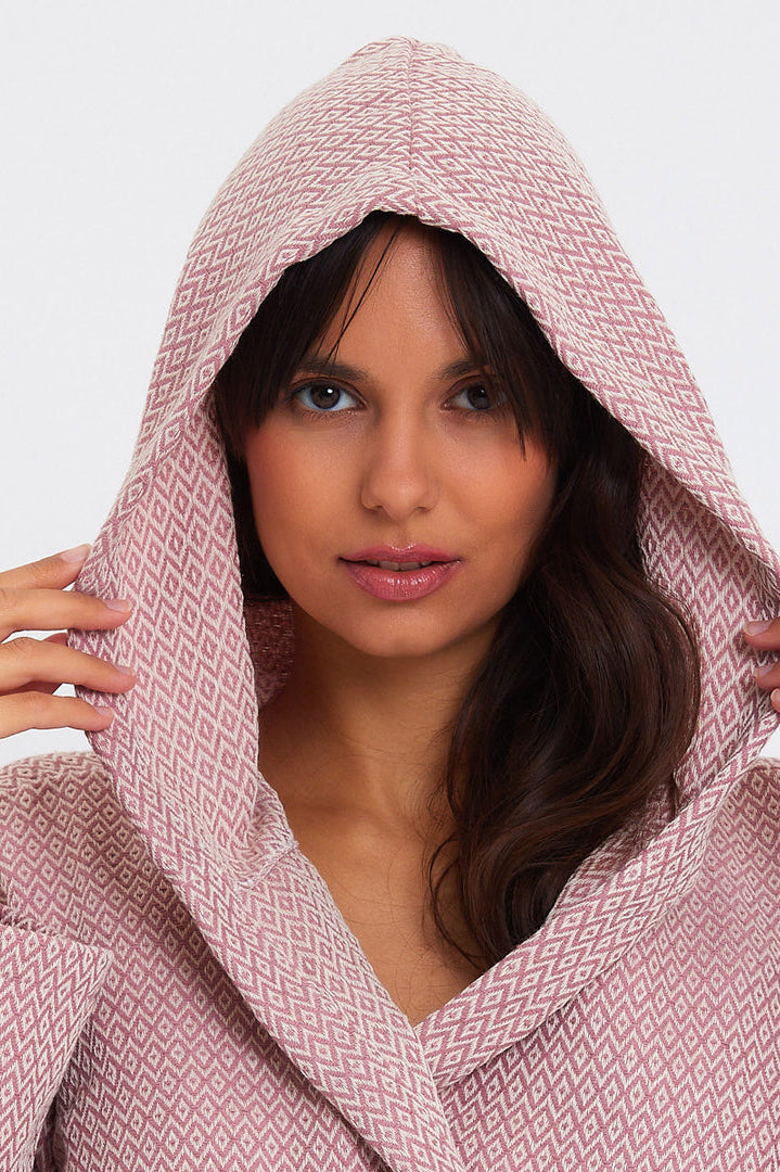 Bademantel aus reiner Baumwolle in Farbe Altrosa