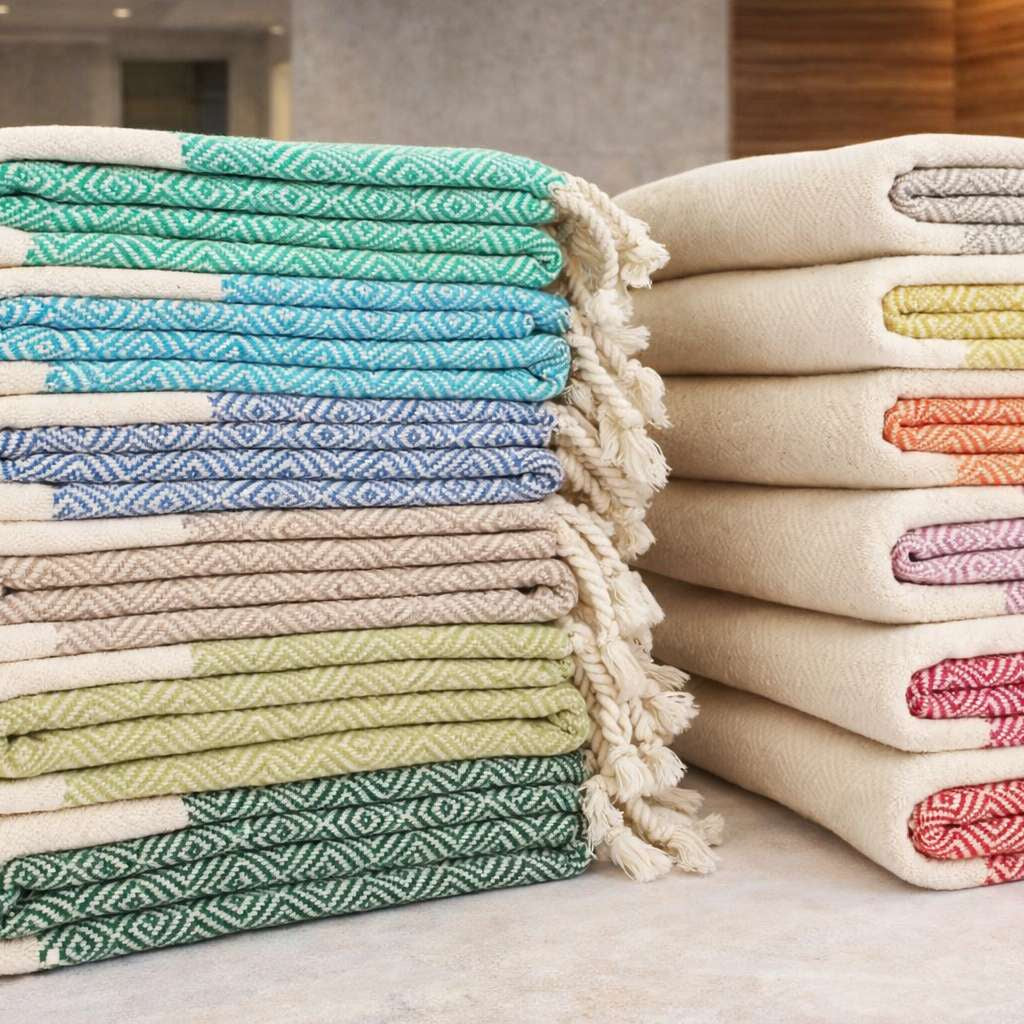 Hamamtuch SAJRA mit Diamantmuster aus Baumwolle – leicht & saugfähig - DENIO