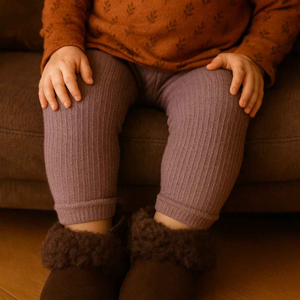 Kinder Lammfell - Hausschuhe in Dunkelbraun – warm, weich & handgefertigt - DENIO