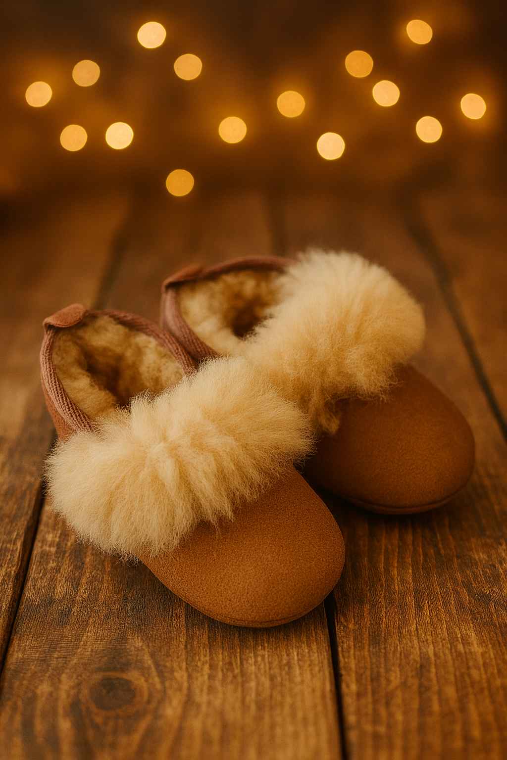 Kinder Lammfell - Hausschuhe in Hellbraun – warm, weich & handgefertigt - DENIO