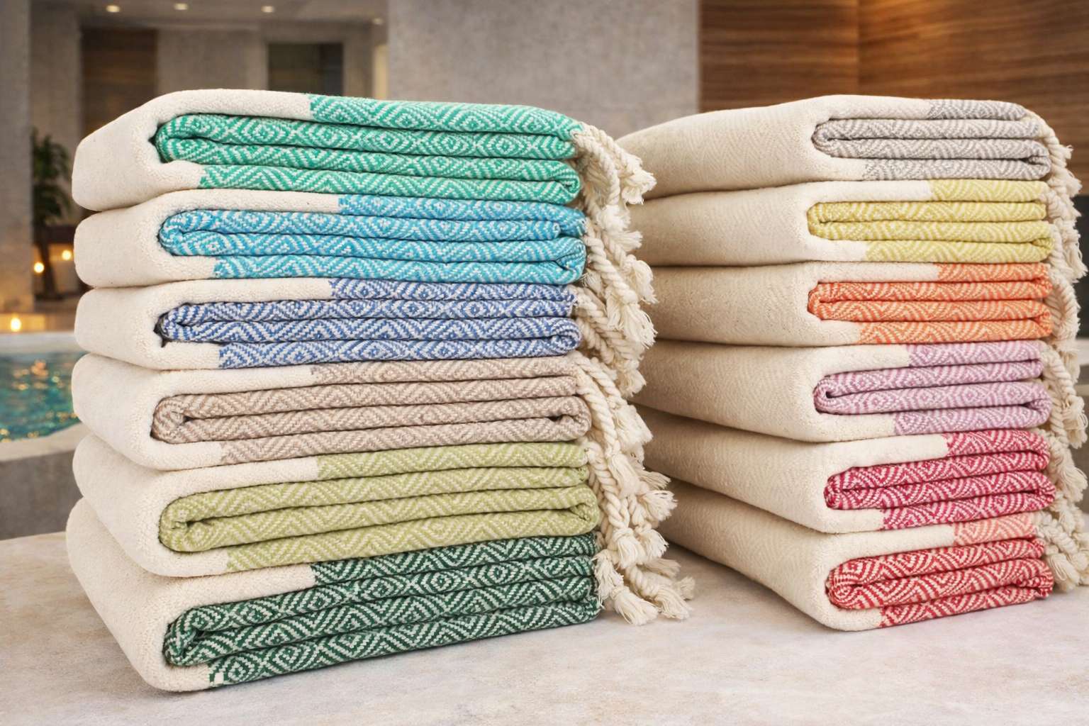 Hamamtuch SAJRA mit Diamantmuster aus Baumwolle – leicht & saugfähig - DENIO