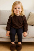 Kinder Lammfell - Hausschuhe in Dunkelbraun – warm, weich & handgefertigt - DENIO