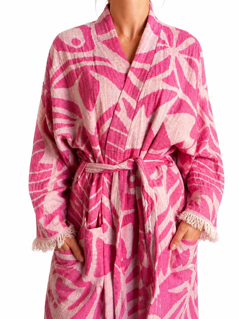 Leichter Bademantel SAMRA in Pink – stilvoll & weich | Ideal für Wellness & Reisen - DENIO